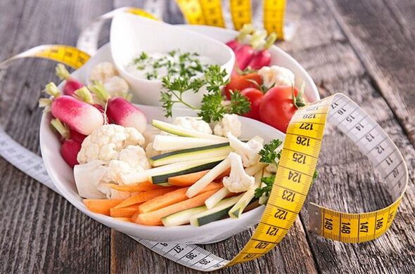 Vegetables in the two-week diet with activated carbon